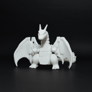 Figurină 3D Charizard articulată, cu aripi, coadă și picioare mobile. Fabricată din material eco-friendly, ideală pentru colecționari, fanii Pokémon și activități creative