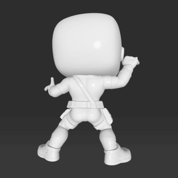 Figurină 3D Deadpool de pictat, stil Funko Pop, cu mască distinctivă și detalii emblematice. Realizată din material eco-friendly, ideală pentru colecționari și fanii Marvel.