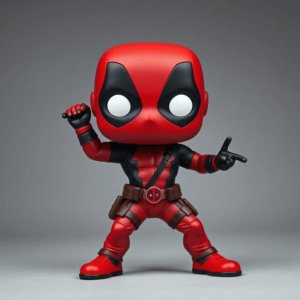 Figurină 3D Deadpool de pictat, stil Funko Pop, cu mască distinctivă și detalii emblematice. Realizată din material eco-friendly, ideală pentru colecționari și fanii Marvel.